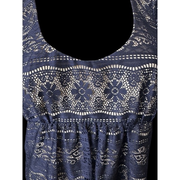 ECI Lace Blouse‎ Women 6 Black Empire Waist Short Sleeve Scoop Neck Whimsigoth - Picture 5 of 16